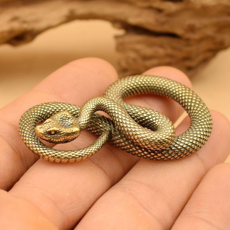 Ornament Pure Copper Eyeglass Snake Vintage Distressed Exquisite Simulation Tea Pet Living Room Decoration Craft Home Gift