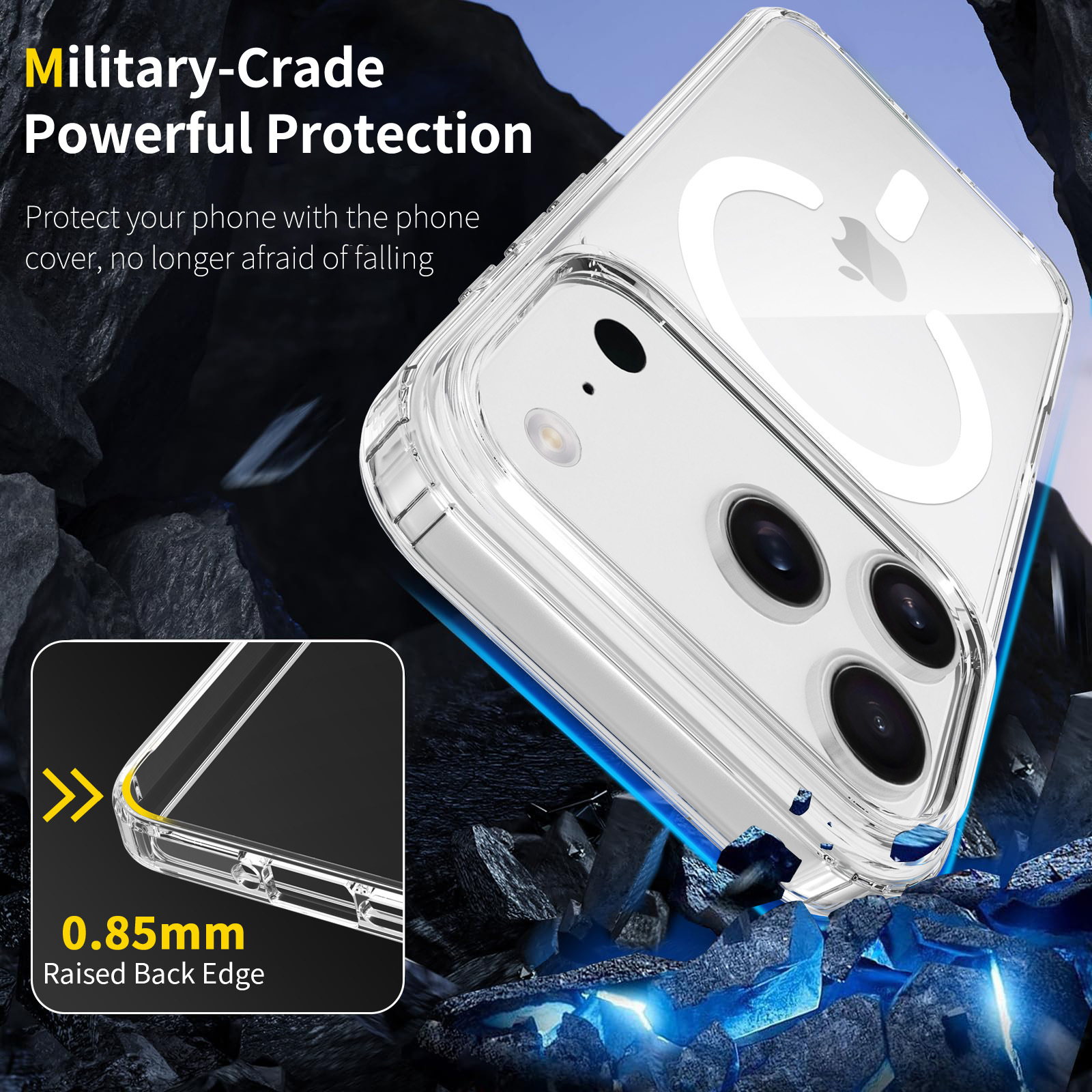 Transparent Magnetic Case with AI Button for iPhone 17 Pro Max 16 Shockproof Clear Phone Cover