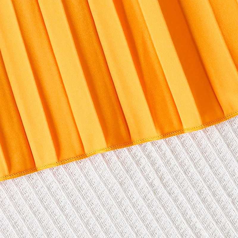 Summer Girls Cute Cool Breathable Wrinkled Mid Length Solid Color Half Skirt Princess Casual Birthday Party Dress Half Skirt H260407