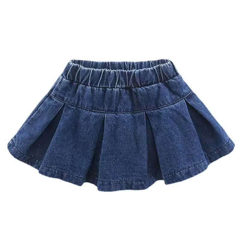 Baby Kids Denim Skirt for Girls Fashion Clothing 2025 New Childrens Blue Solid Color Lightweight Skirt 1-8 years H260407