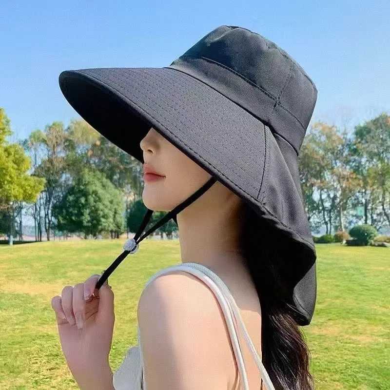 Big Brimmed Sun Protection Hat for Women 2026 New Model UV Resistant Waterproof Face Covering Shawl Sun Hat for Cycling H260407