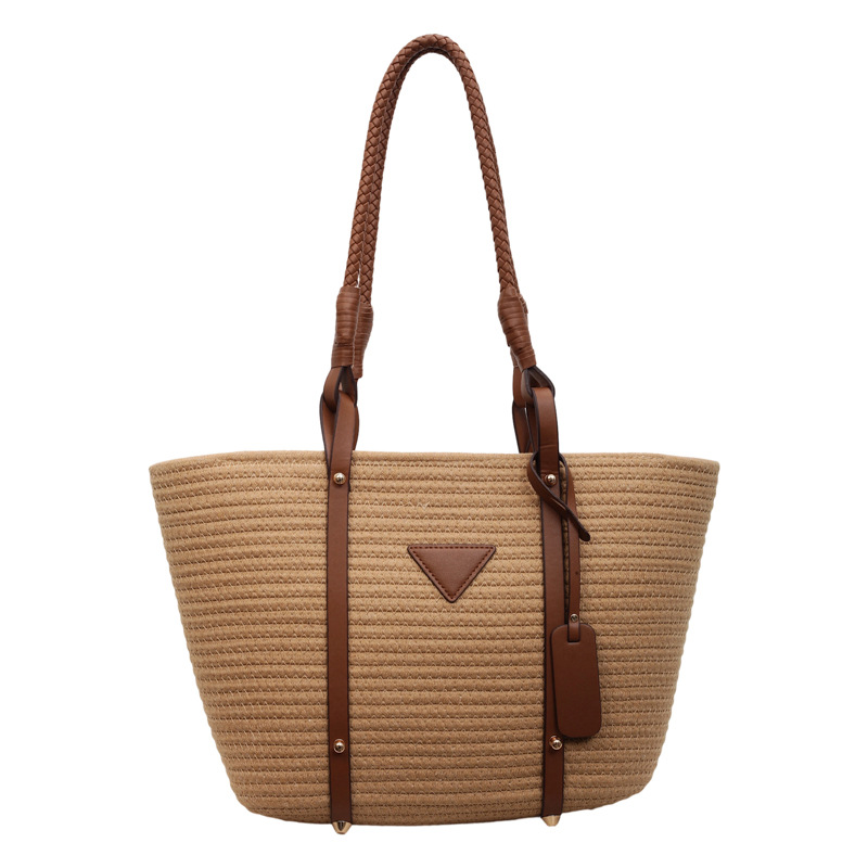 Women's woven straw bag large capacity 2026 summer new single shoulder crossbody bag luxury bag designer free delivery vacation beach bag backpac
