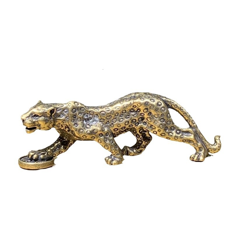 Ornament Pure Brass Vintage Distressed Solid Money Leopard Tea Pet Office Desktop Copper Decor