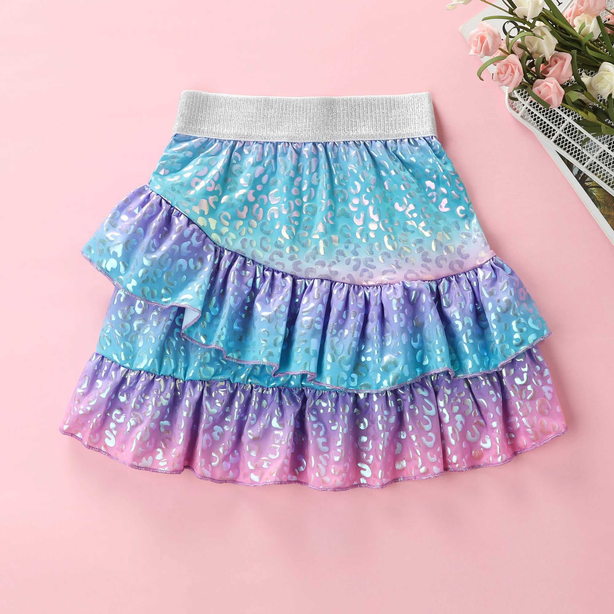 Summer New Mermaid Rainbow Fish Scales Summer Birthday Party Colorful Skirt F5510 for Primary and Secondary School Girls F5510 H260407
