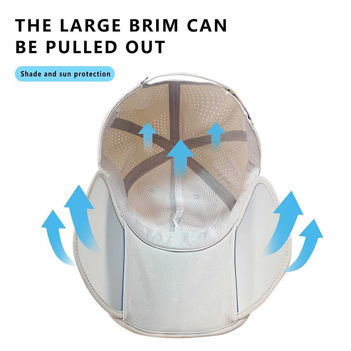 Sunscreen Hat Mens Summer Sun Hat Outdoor Big Brim Cap Breathable Fishing Hat Retractable Sunshade Anti-Ultraviolet H260407