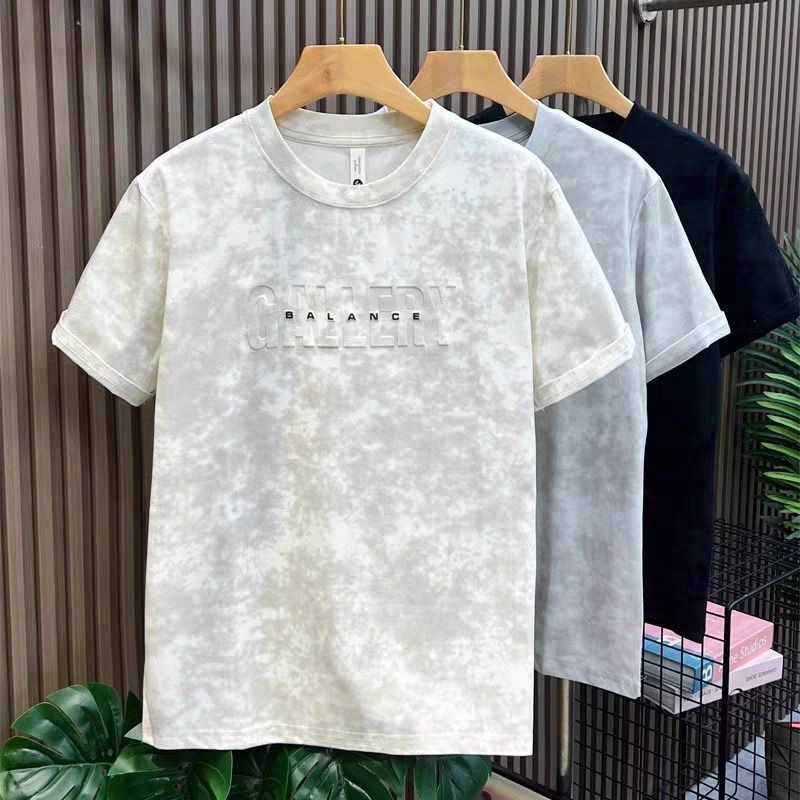 Luxury Designer Men's Casual Sportswear Tie Dye Letter Print Cotton Oversized T-shirt High-end Street Fashion Breathable Summer Activewear