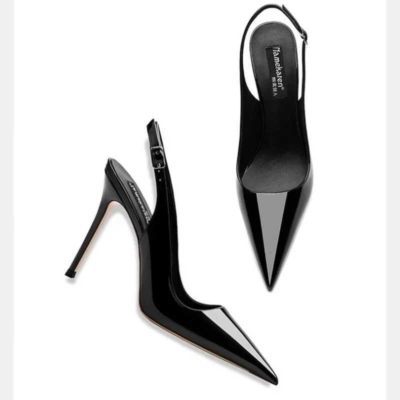 Sexy high-heeled sandals with pointed tips and elegant summer patent leather strappy fashionable party womens shoes Z260407