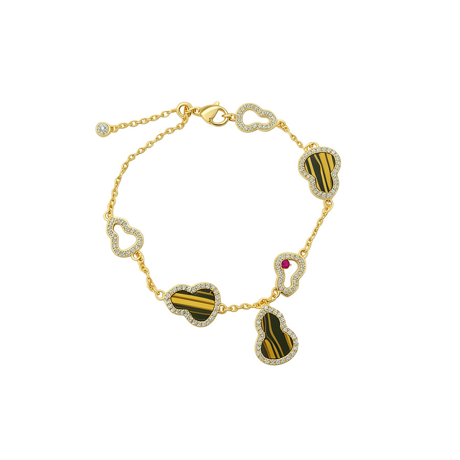 18K real gold plated zircon hollow gourd bracelet, niche design, light luxury high-end jewelry wholesale for women - view 9