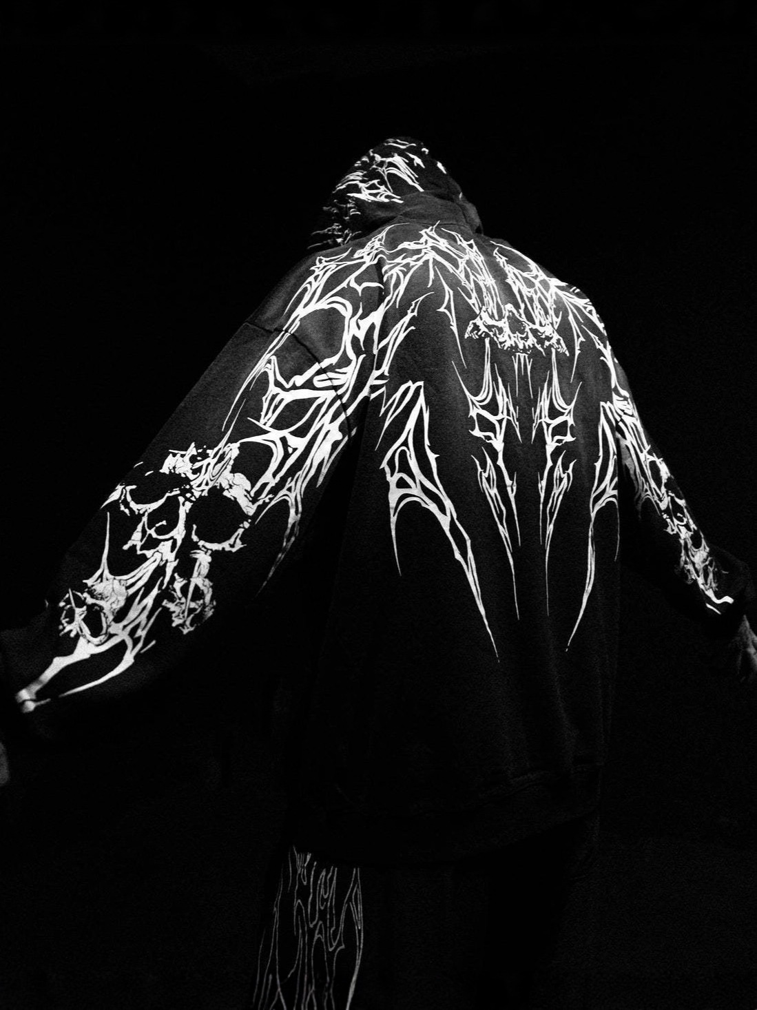 Men's Hoodies 2000s Breathedivinity Hoodie Gothic Style Pattern Oversized Sweatshirts Dark Textured Cool Print Man Coat Jacket