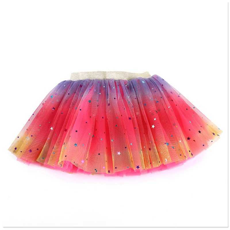 Girls Tutu Skirts Stars Print Princess Pettiskirts Kids Ballet Dancing Party Skirt Children Gradient Costume Clothes H260407