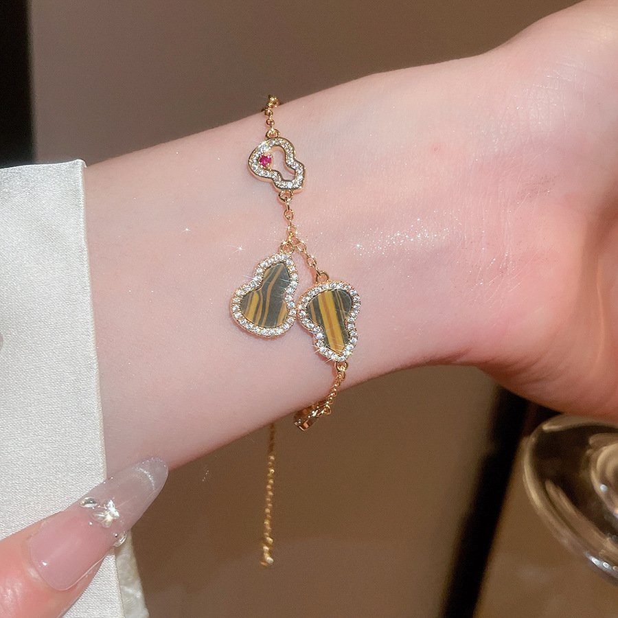 18K real gold plated zircon hollow gourd bracelet, niche design, light luxury high-end jewelry wholesale for women - view 4