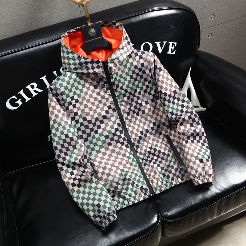 European Station Light Luxury Men's Designer Clothing Plus Size Spring Jacket Men's Casual Hooded Oversized Plaid Coat Outdoor Fashion Trend