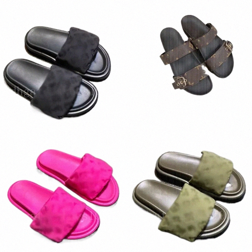 designers Pillow Womens men Pool Sandals Sunset Flat Comfort Mules Padded Front Strap Slippers Soft Fashionable Easy to Wear Style Slides shoes X8c1#