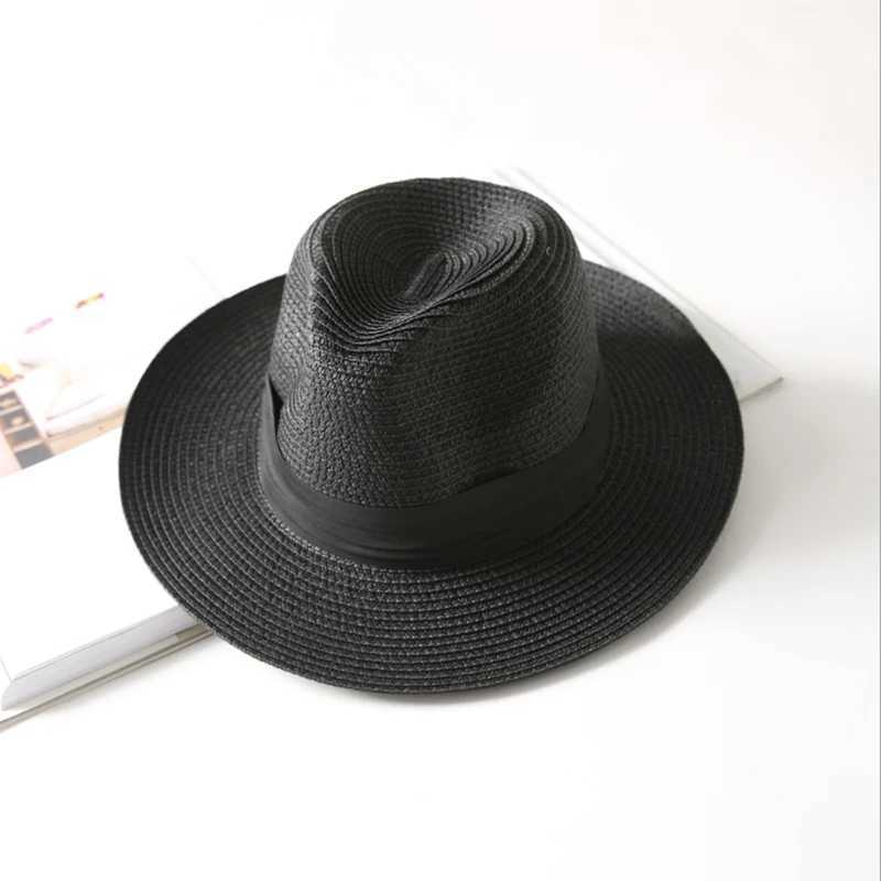 WZCX Collapsible Sun Protection Fashion New Straw Hat Solid Color Casual Wide Brim Beach Hat Women Summer Cap H260407