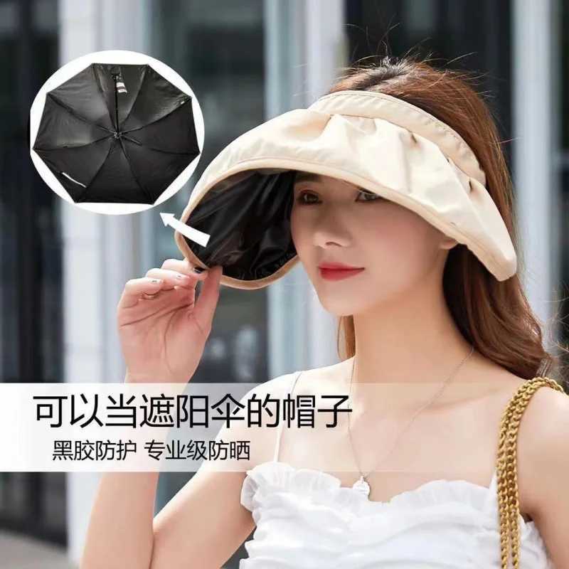 Summer Sun Hat Korean Version Sun Hat Big Brim Face Cover Internet Celebrity Shell Hats Portable Rollable Headband Sun Lady Hat H260407