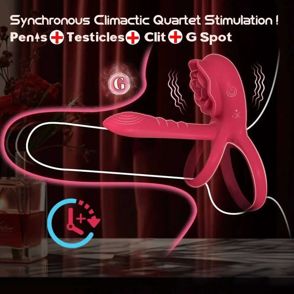 Powerful Rose Vibrating Cock Vibrator Penis Sleeve Sucking Stimulator G-spot Erection Ring Clitoral Couples Adult Sex Toy 26H0323