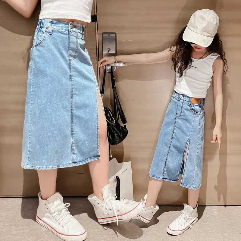 Autumn Girls Denim Skirt Childrens Summer Half Split Skirt Big Kids Street Skirt Childrens Slim Half Skirt H260407