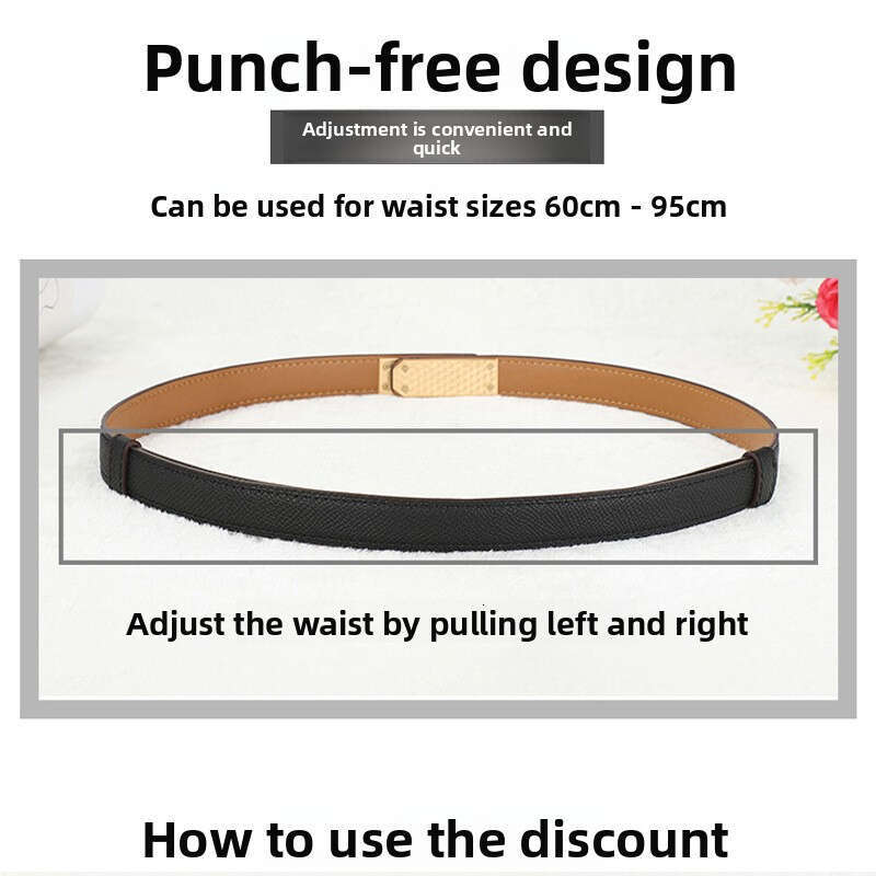 Versatile Women's 2025 New Genuine Soft Leather For Dresses And Skirts Decoration Kelly Lazy Elastic Belt