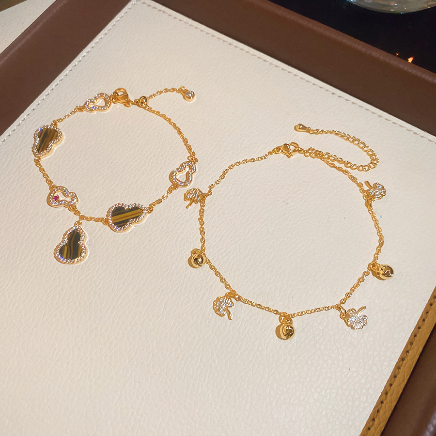 18K real gold plated zircon hollow gourd bracelet, niche design, light luxury high-end jewelry wholesale for women - view 6