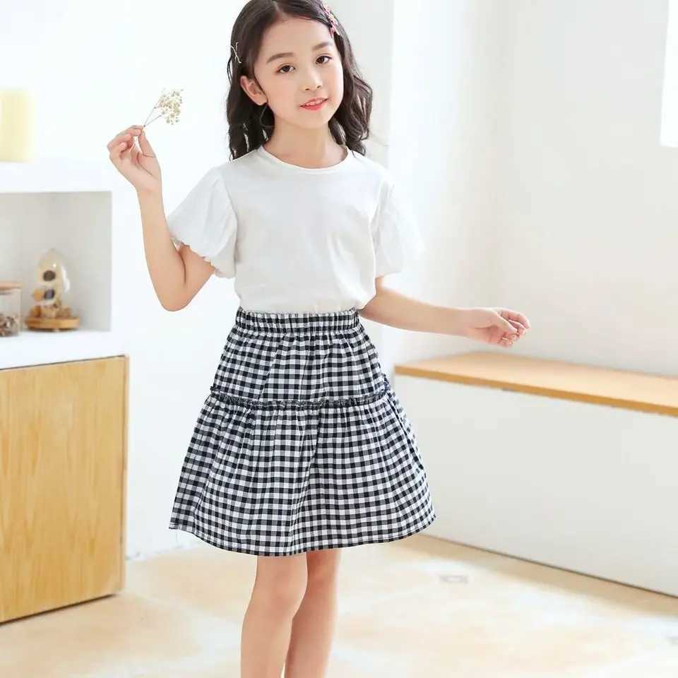 Girls Plaid Puff Skirt Summer 2026 Kids Versatile Half Length Skirt Child Bubble Skirt Hot Sale H260407