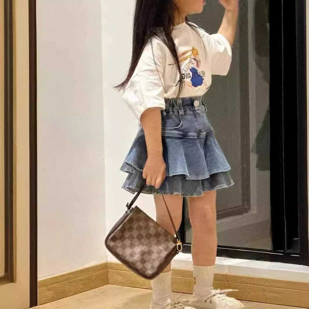 2025 Summer Girls Denim Skirt Shorts Two-Layer Versatile Japanese Korean Style Skirt for 3-8Y KidsFashionable Semi-Skirt H260407