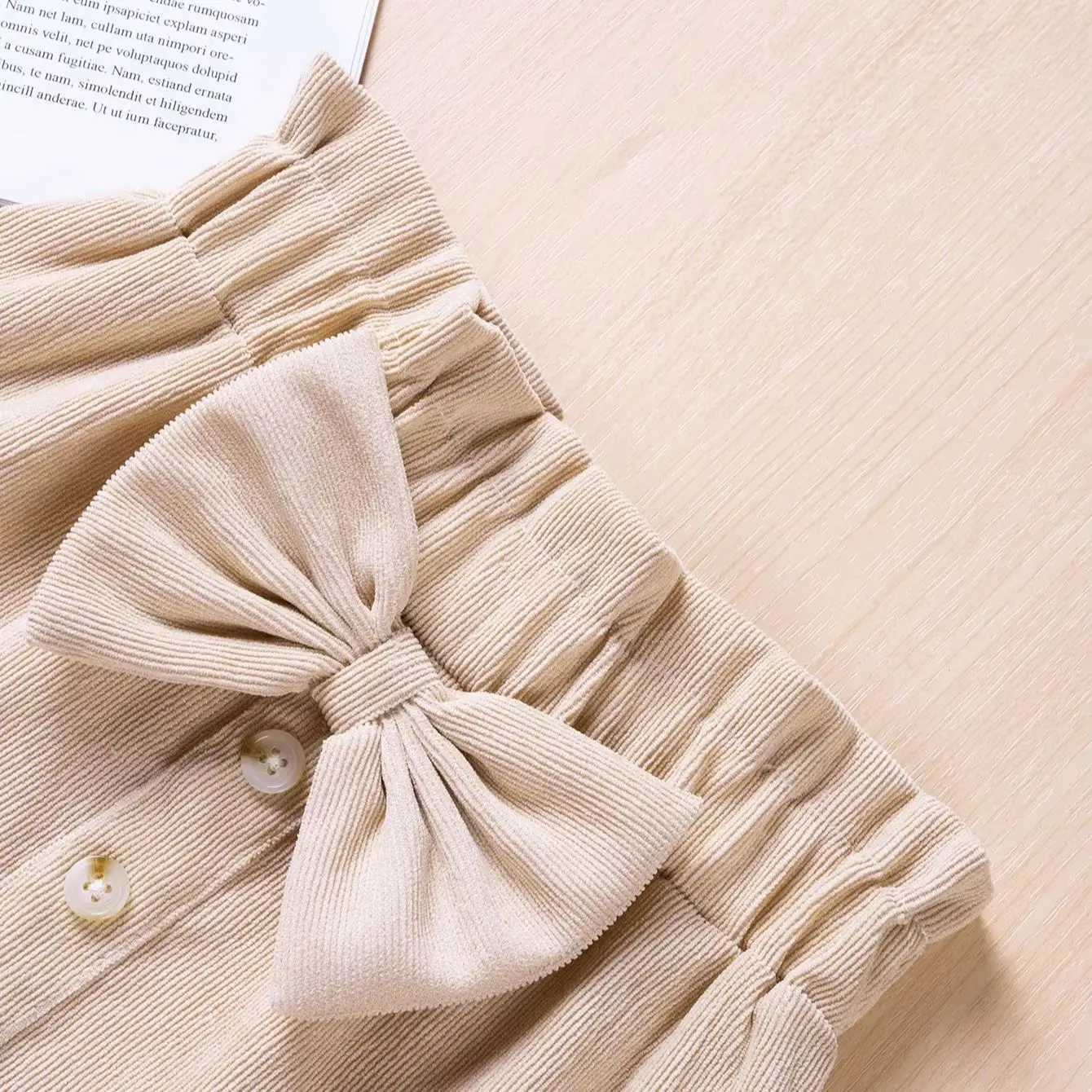 1-5Y 2025 Autumn Corduroy Children Kid Baby Girls Skirts Cute Bow Button A-Line Newborn Skirt Girls Clothing Sweet Skirt H260407