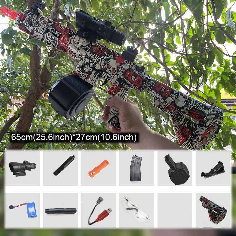 Toy Gun 7.4V High-speed Burst M416 Gel Ball With Orange Plug And Double Magazine For Outdoor Interactive Games