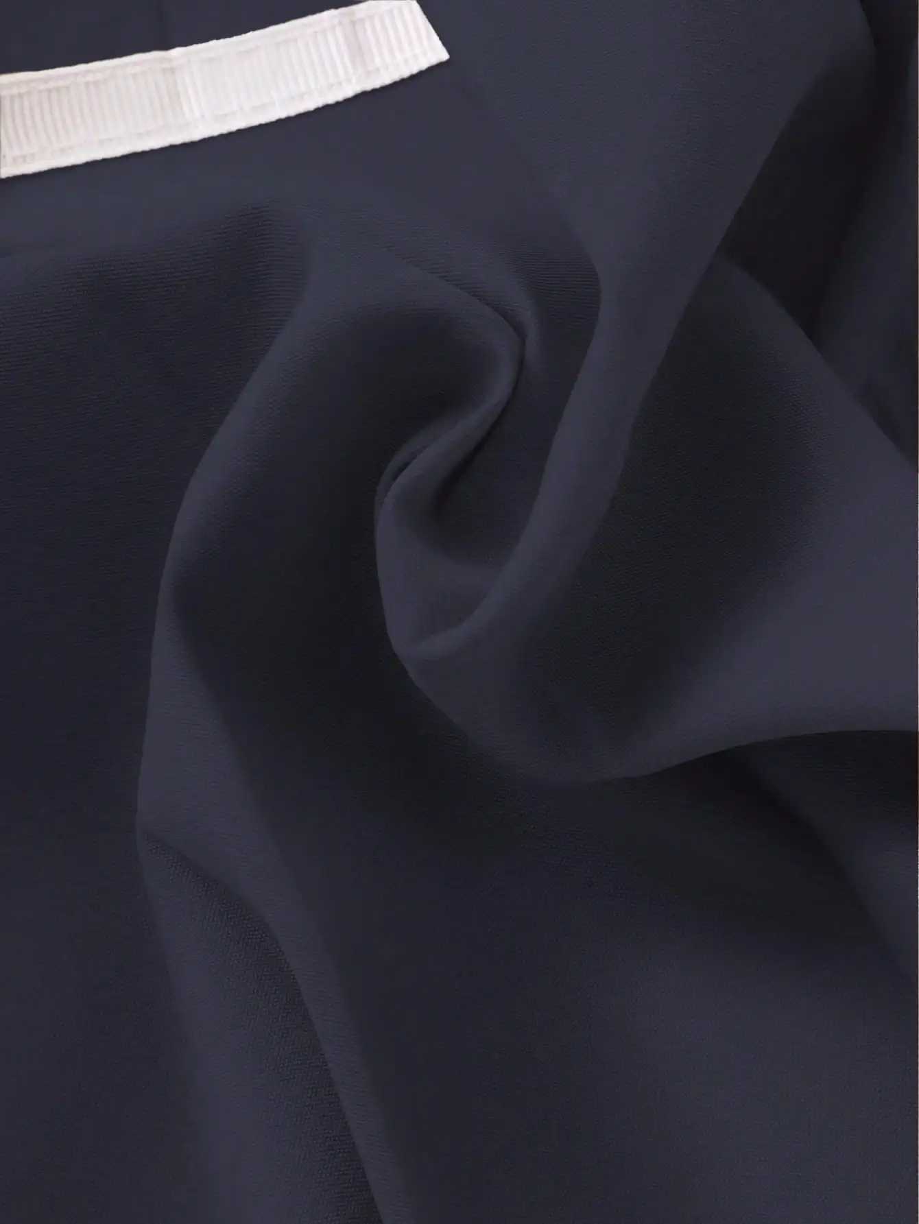 Navy Blue Pleated Skirt for Girls with White Stripe Trim and Elastic Waist H260407