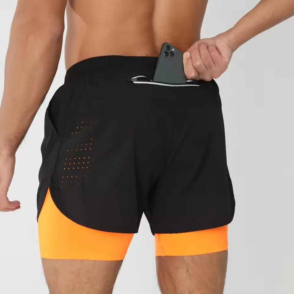 Men Running Shorts Gym Sports 2 In 1 Quick Dry Workout Training Fitness Jogging Short Pants Summer 260407