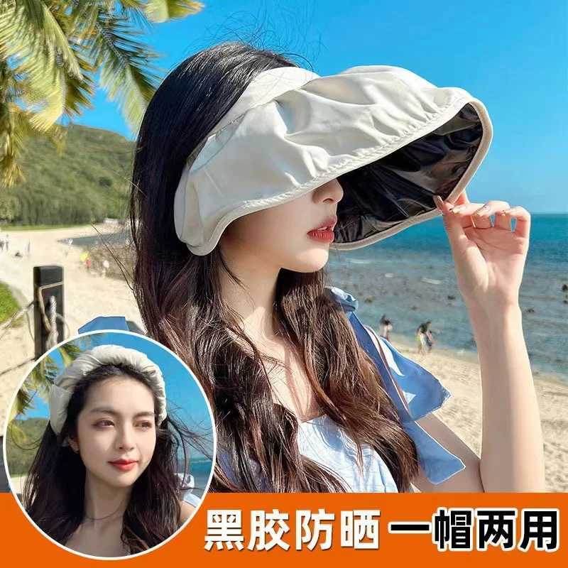 Summer Sun Hat Korean Version Sun Hat Big Brim Face Cover Internet Celebrity Shell Hats Portable Rollable Headband Sun Lady Hat H260407