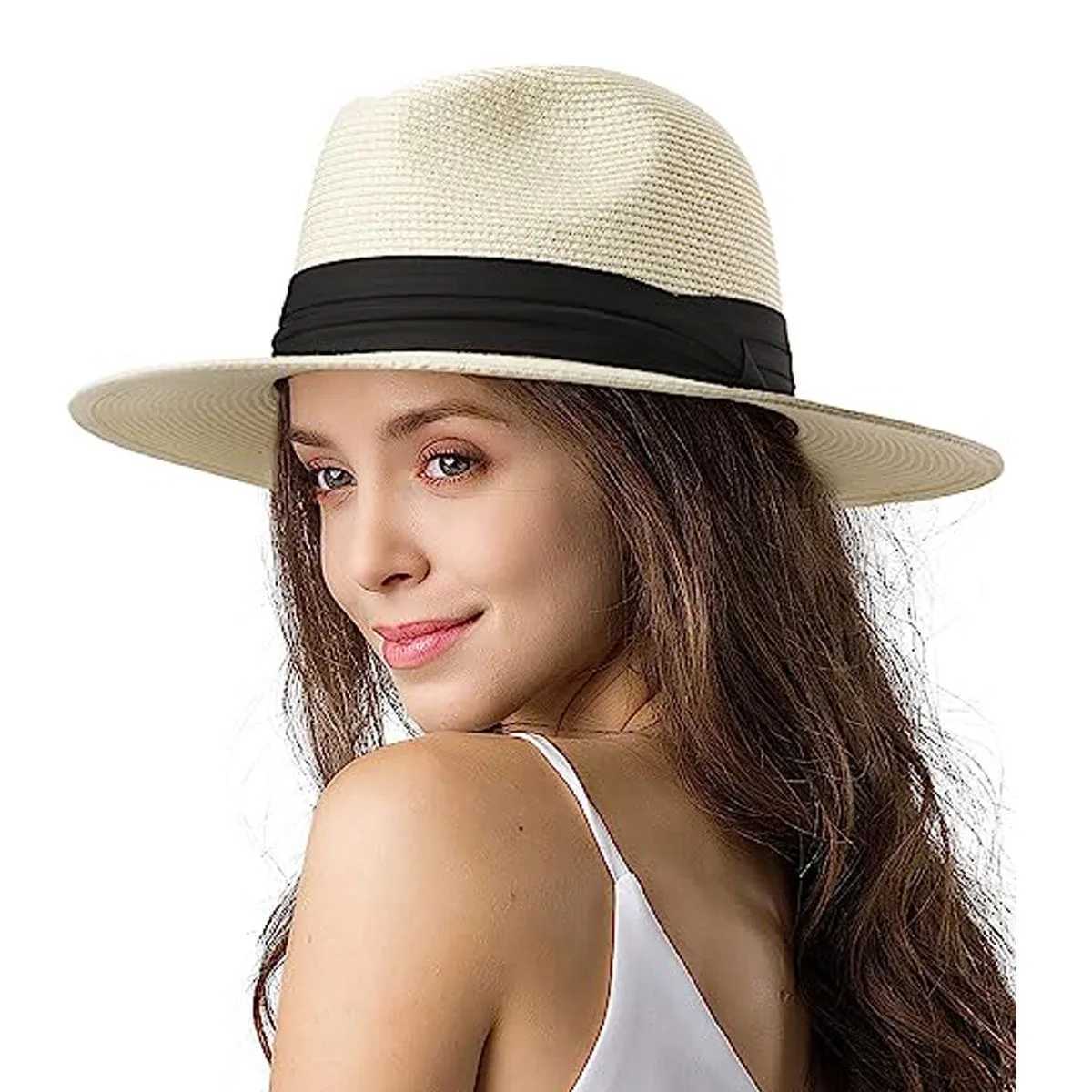 Extra Large Panama Straw Hat Summer Wide Brim UV Protection Adjustable Beach Sun Hat for Women Men Travel H260407