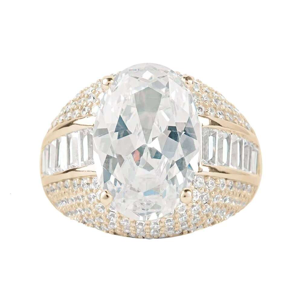 925 Sterling Silver Moissanite 18k Gold Plated Unique Design Men's Prong-Set Brilliant Cut Wedding Ring