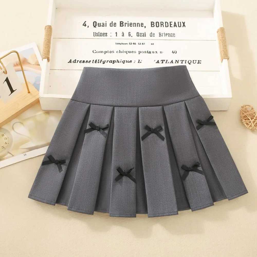 LILIGIRL 2025 Girls Solid Color Pleated Skirt Autumn Little Girls Skirt Korean Childrens College Style Skirt H260407