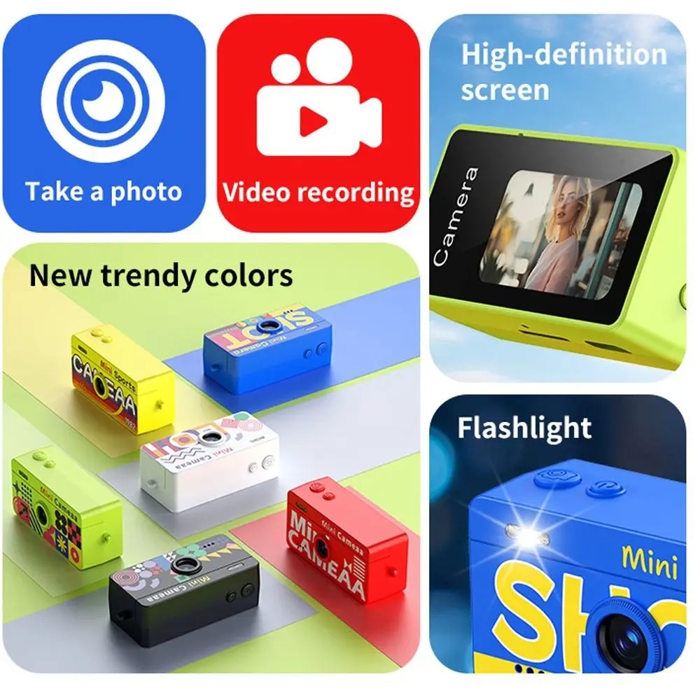 M9 Thumb Keychain Camera 0.96 Inch Digital Camera Mini Action Camera Retro Video Recorder Built-in Flash Portable Camera