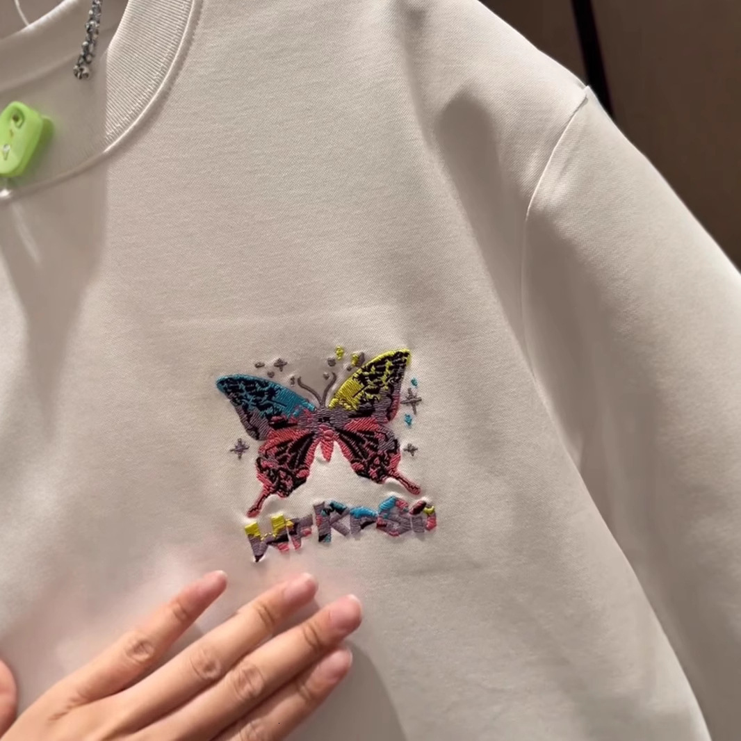 Luxury Brand Designer 2026 Summer New Men Short-Sleeve Embroidered Foam Print Painted Butterfly Casual Half-Sleeve T-Shirt Fashion Base Layer