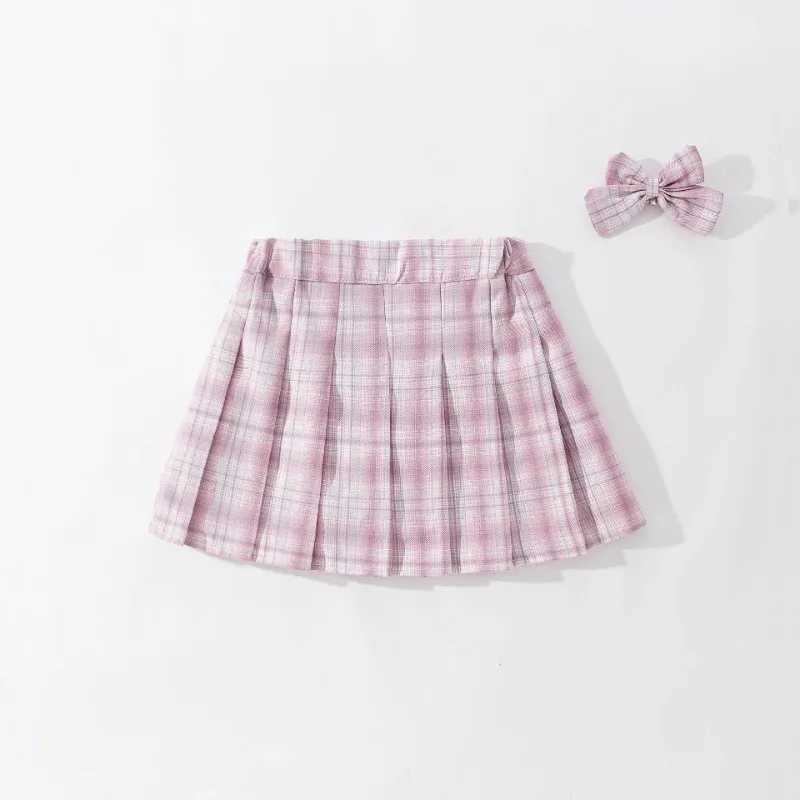 2pc Childrens Suit for Girls Summer Cute Bow Pleated Skirt Sets Casual Outfit Baby Kids Clothing H260407