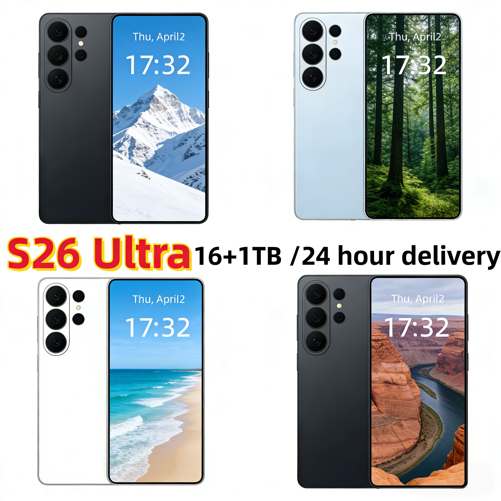 2026 new S25/S26 Ultra smartphone 5G mobile phone 5g 16GB+1TB Lock Camera FreeTouch Screen Android Phone HD Display Face Recognition Fingerprint Unlocking card