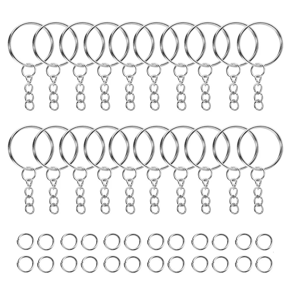 100Pcs 25mm Key Rings with 100pcs 8mm Jump Rings Connectors for DIY Keychain Lanyard Jewelry Making Supplies 260403BJ - view 7