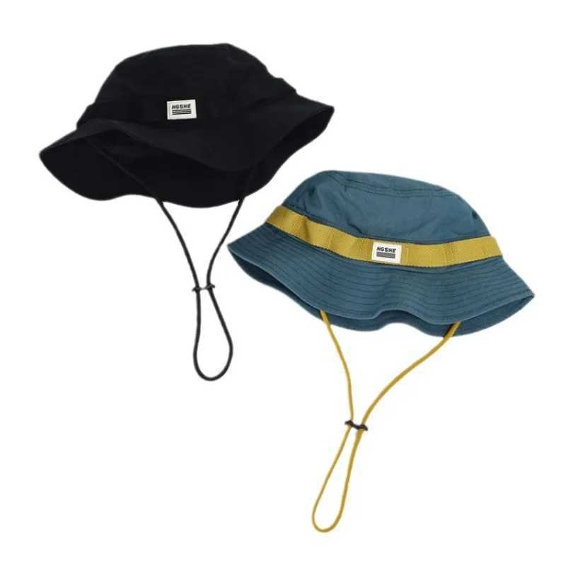 Womens sunscreen bucket hat Outdoor hiking sun hat Foldable hat Lanyard sun hat H260407
