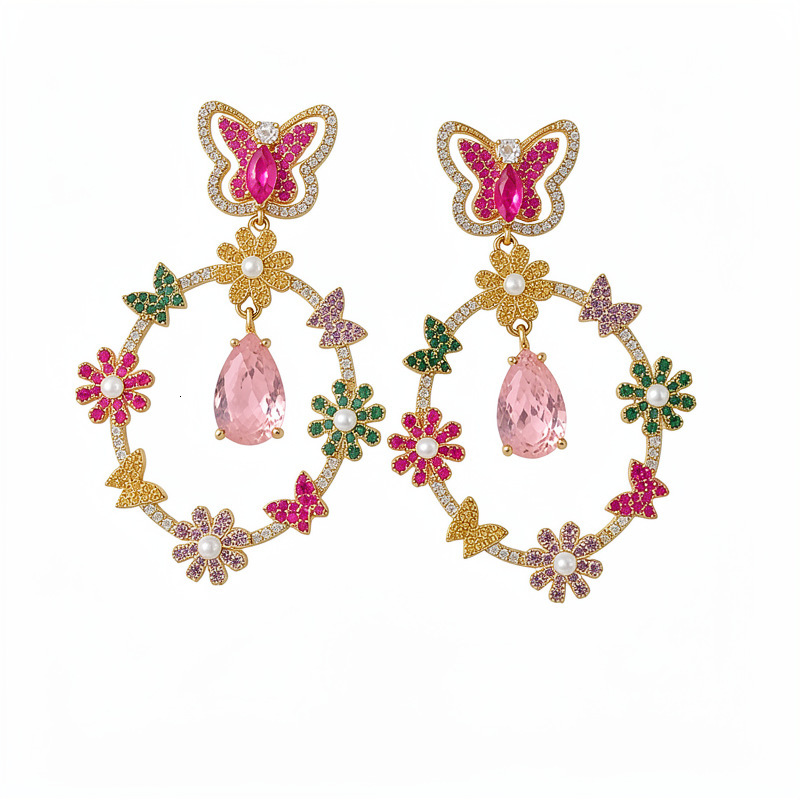 Earrings Luxury Brand Designer Jewelry Butterfly Dancing Rainbow Gemstone Butterfly Flower Earrings Luxurious Sweet Zircon Earrings Designer Earrings