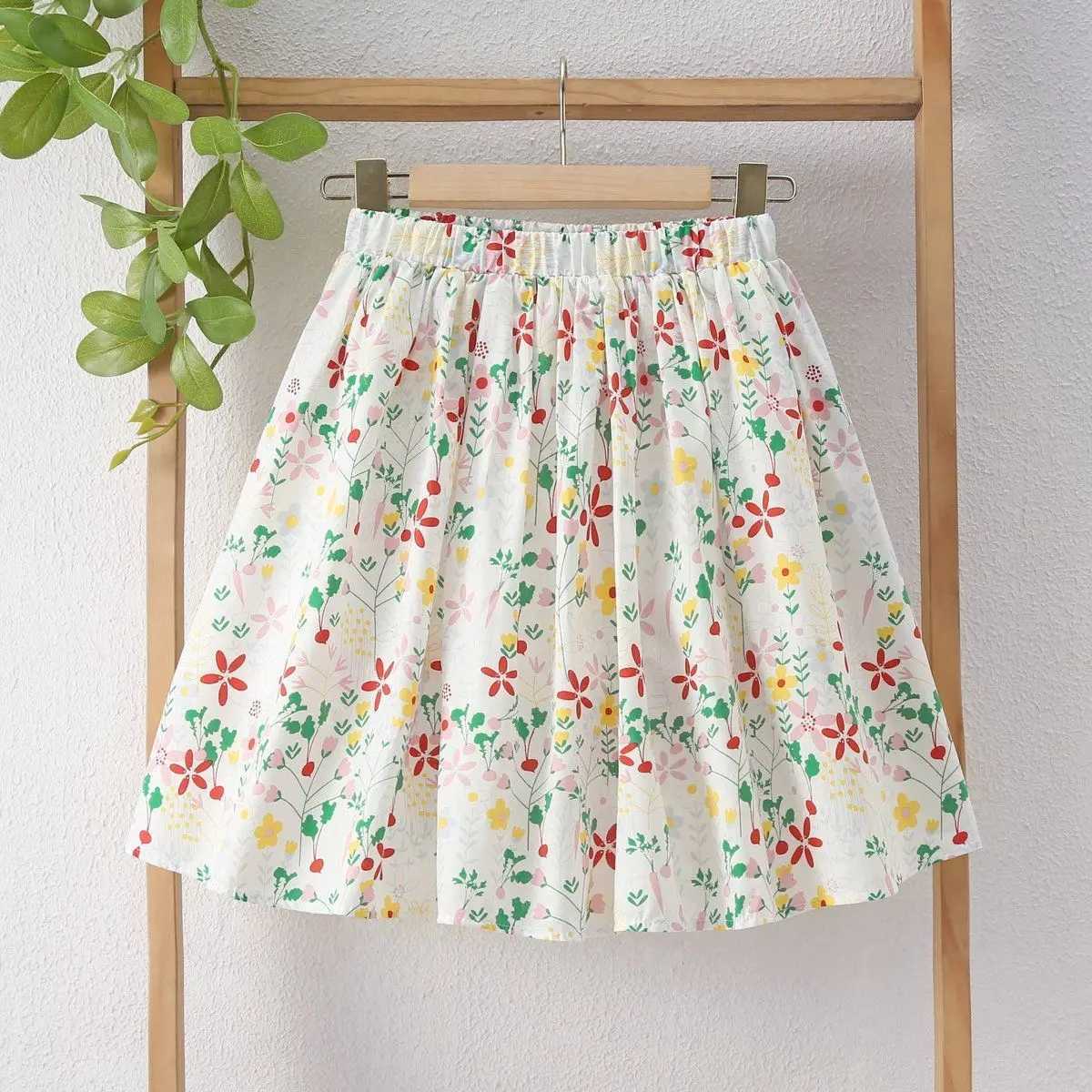 Summer New Girls Floral Print A Line Puffed Skirt School Anti Exposure Tutu Half Skirt Fluffy Short Dress for Kids Children H260407