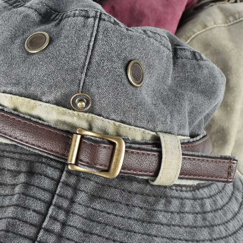 Bucket Hat With Leather Belt Men Women Sunhat 2026 Outdoor Fisherman Cap Summer Sun Protector Hats Panama Beach Protection Caps H260407
