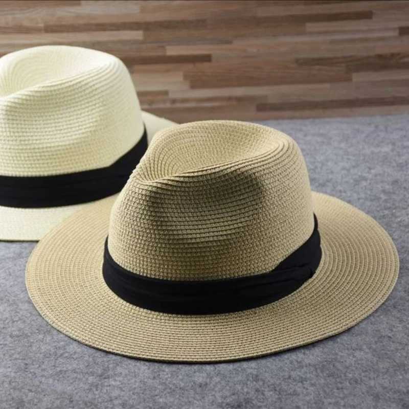 Summer Classic Sun Hats for Men Women Children Panama Hats Wide Brim Beach Straw Hat H260407