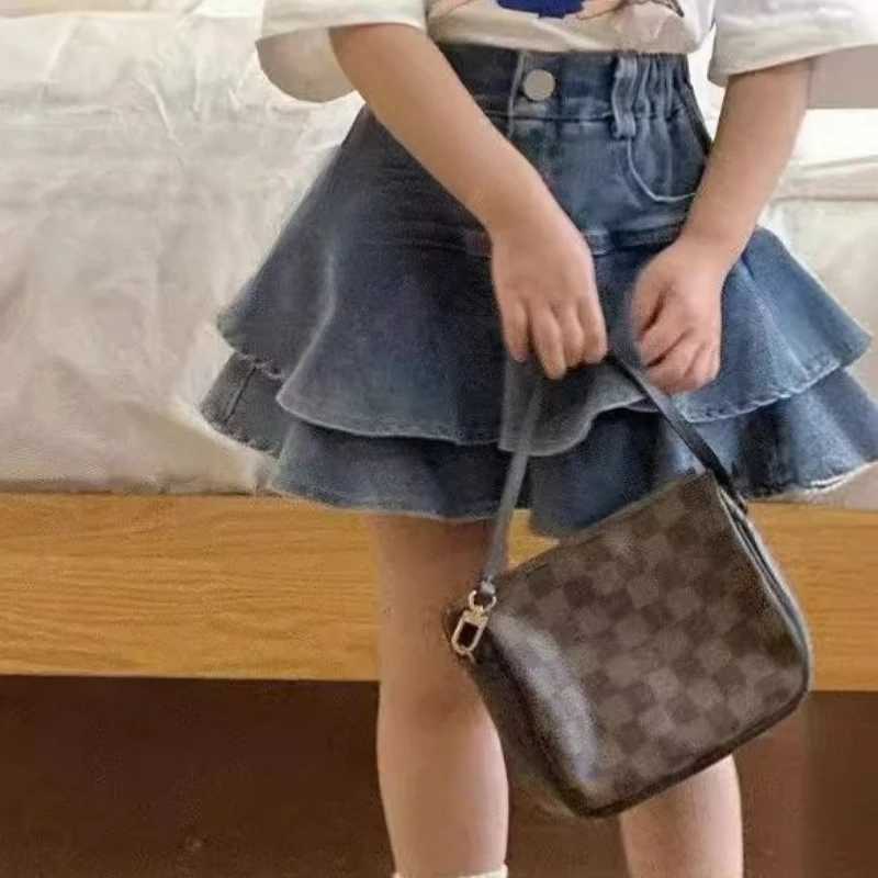 2025 Summer Girls Denim Skirt Shorts Two-Layer Versatile Japanese Korean Style Skirt for 3-8Y KidsFashionable Semi-Skirt H260407
