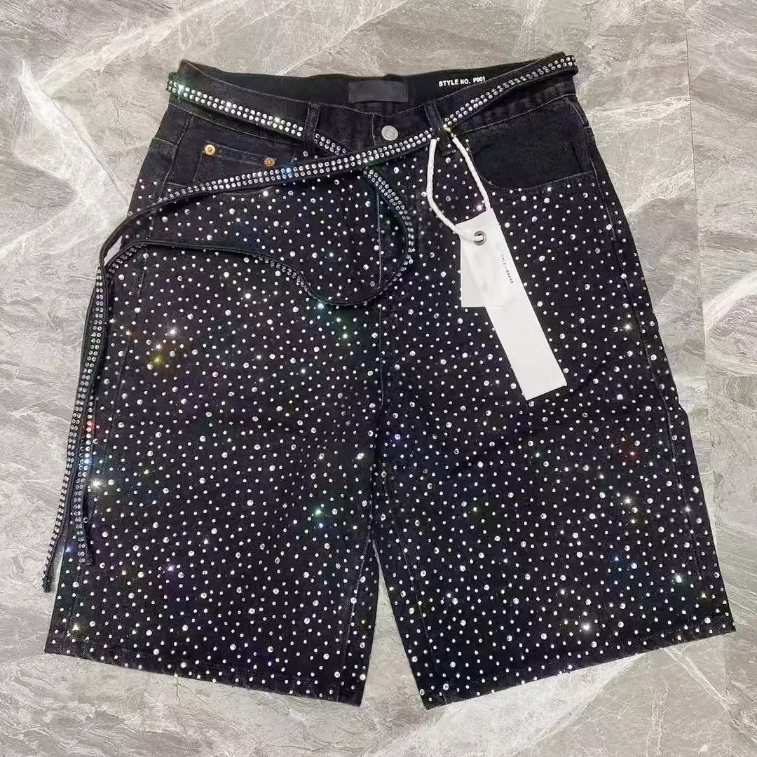 designer shorts jeans for mens designer stacked jean skinny fashion men jeans Straight Shinny shorts pants size 28-40