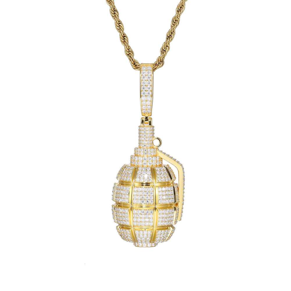 2025 New European and American Best-Selling S925 Silver Silicon Stone Pendant Hip-Hop Grenade Model Fashion Accessories Wholesale