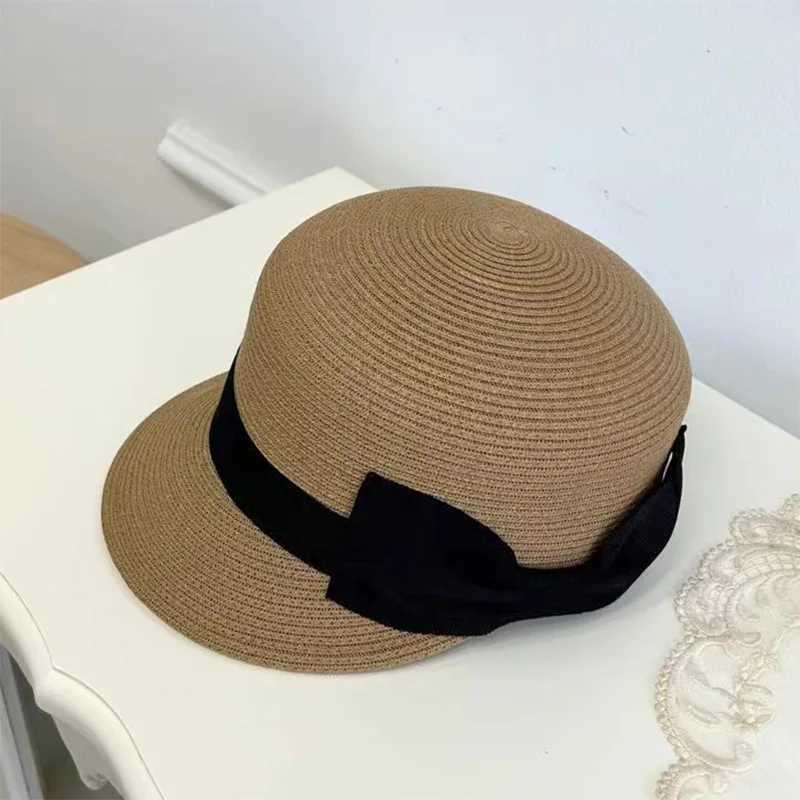 Elegant Straw Hat Women Summer Beach Ladies Casual long ducK Bowknot Hat Breathable Fashion Sun Hats For female equestrian hat H260407