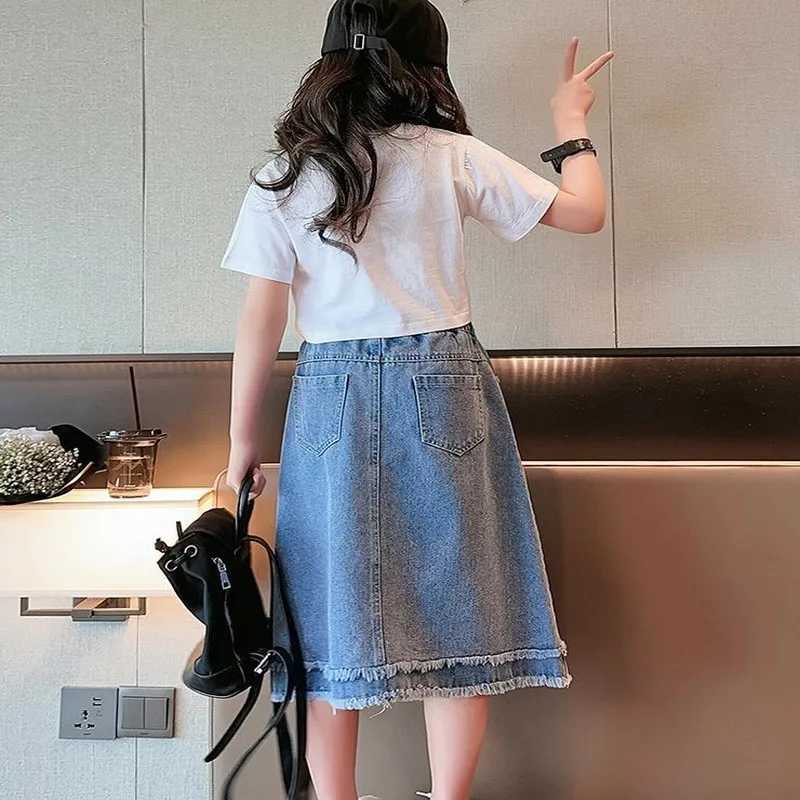 School Girls Denim Skirt Spring Summer New 2026 Casual Skirt for Children Fashion Teenage Kids Skirt 9 13 14 Years H260407