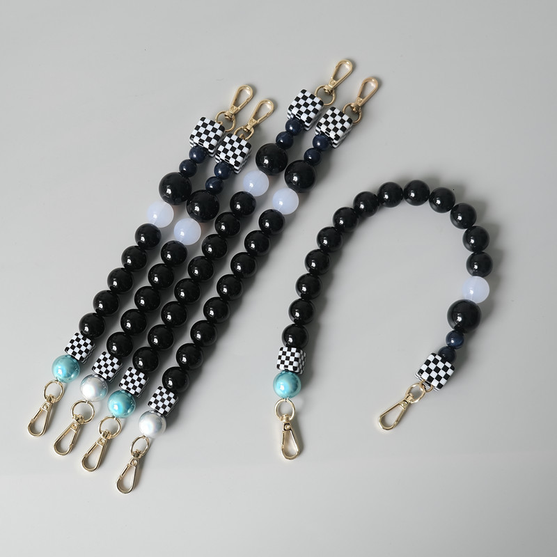 New Woman Bag Accessory Black White Blue Acrylic Resin Beads Parts Handcrafted Wristband Women Replacement Bag Handle Chain
