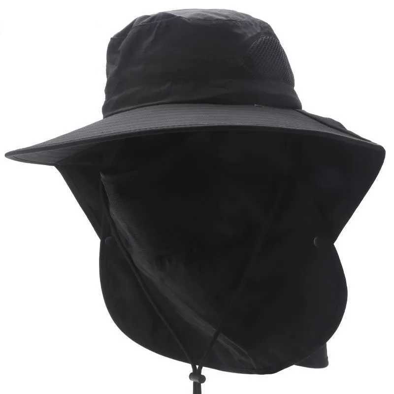WEIHE Hats UV Protection Outdoor Hunting Fishing Cap For Men Women Hiking Camping Visor Bucket Hat Neck Flap Fisherman Hat H260407